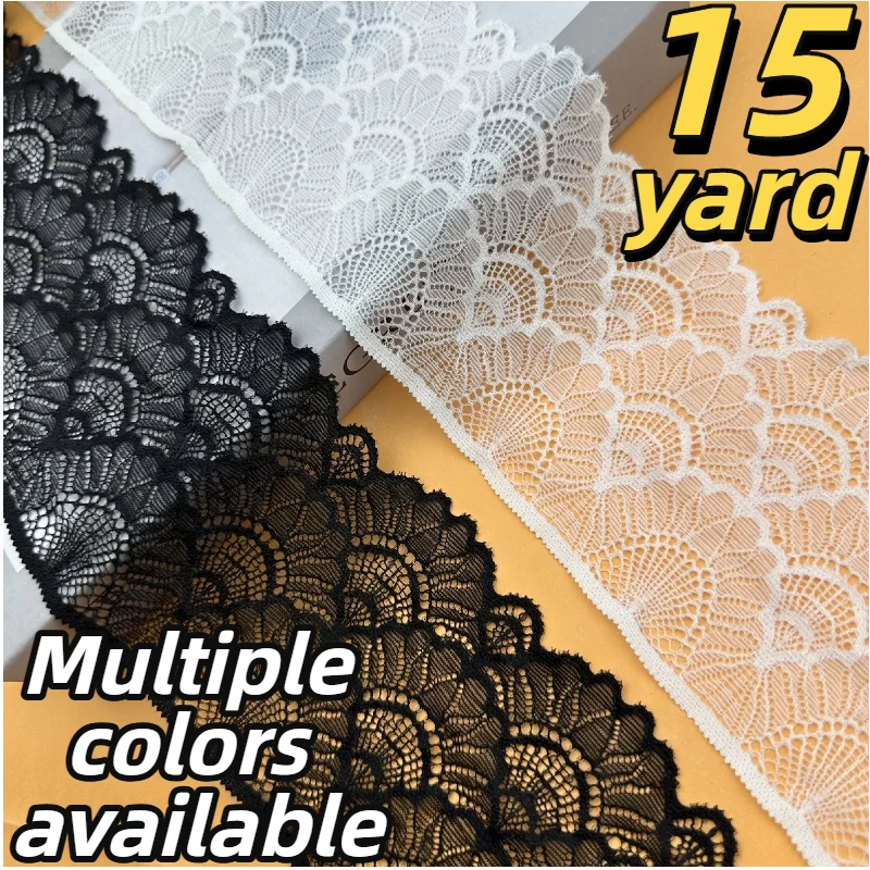 3,5 Zoll Breite Spitzenborte - 15 Yards Rolle, Schwarz oder Weiß, für Brautkleider, Kostümherstellung, DIY Heimdekoration