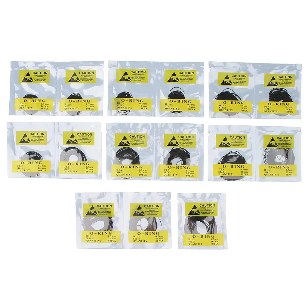 Prettyia 750Pcs O Watch Back Gasket Rubber Seal Washers Set Replacement