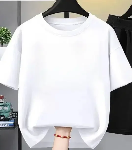 Kids Solid Blank Short Sleeve T Shirt Simple Crew Neck Loose Fit Basic Plain Tee For Boys Girls Daily Outfit