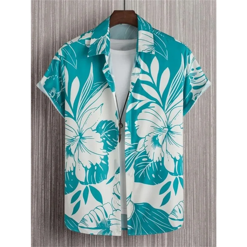 

Men's Outdoor Breathable Top Fashion Street Clothing Plant Style Hawaiian Men's Shirts Summer Beach Party Short Sleeved Shirt