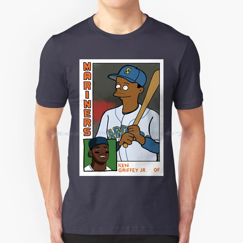 Homer At The Bat-Ken Griffey Jr. Parody Baseball Card Tee T Shirt 100% Cotton Tee Ken Griffey Jr Mariners Seattle