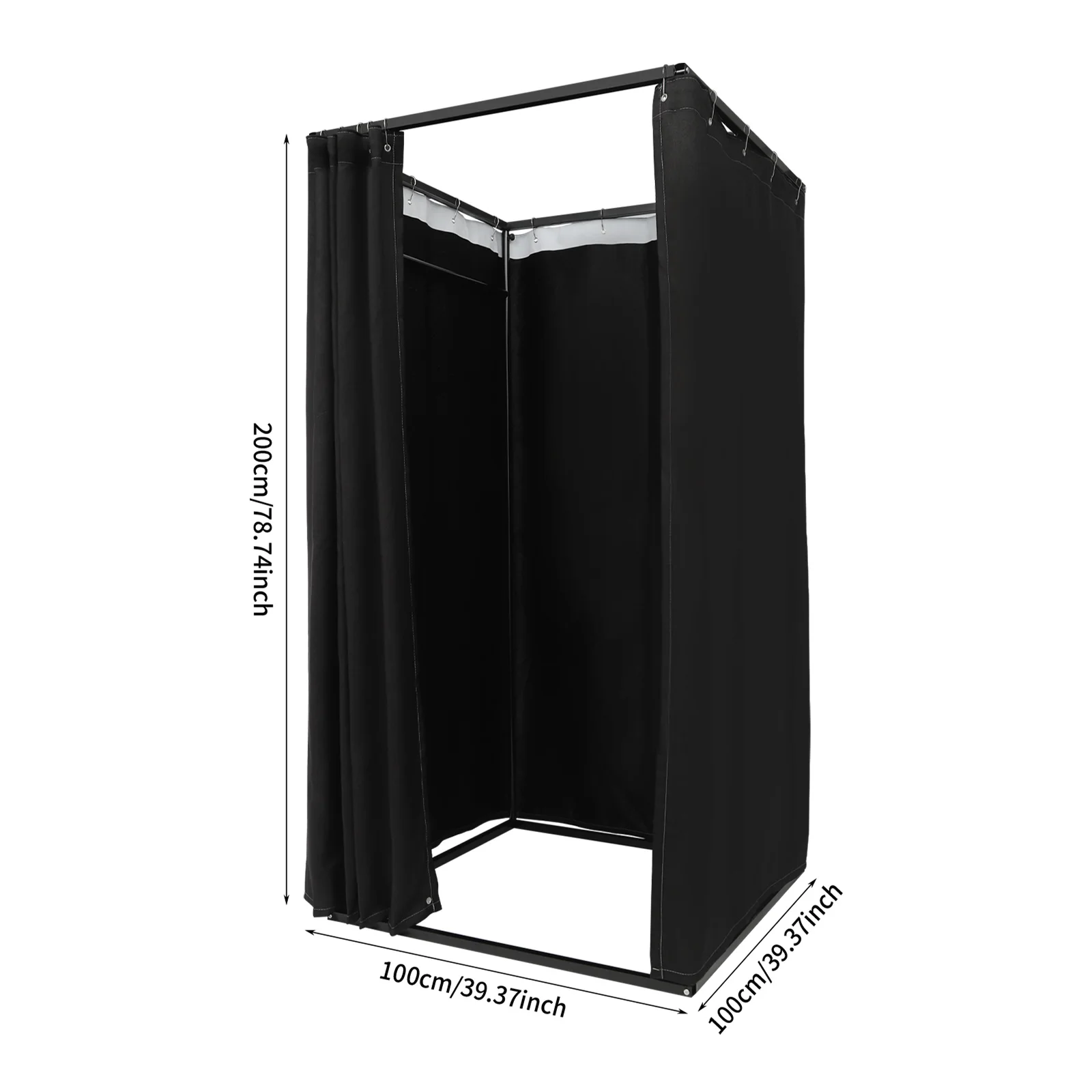 Tragbare Umkleidekabine 1*1*2 m Freistehend Hohe Tragfähigkeit Ankleidezimmer für Bekleidungsgeschäfte Grau/Schwarz – Detail 12