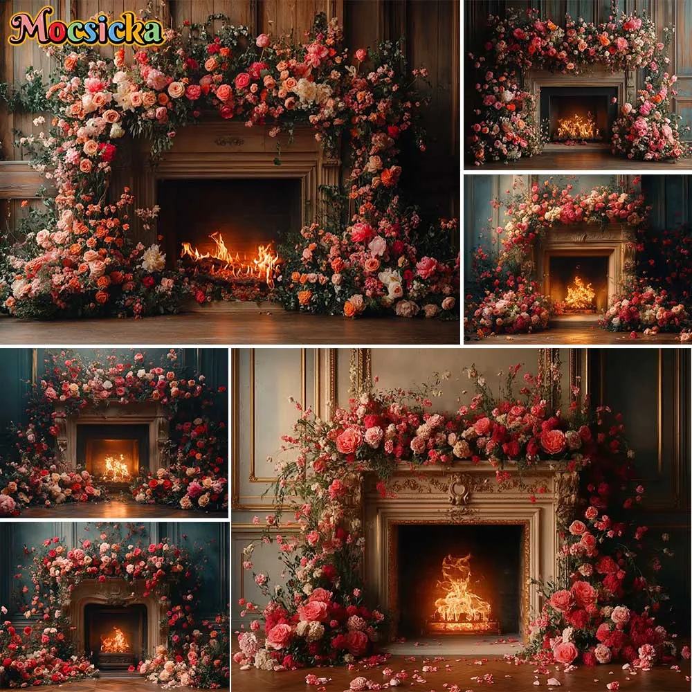 모시카 사진 배경 용수철 추상 꽃 벽난로 장식 배경, 베이비 샤워, 여성 초상화 스튜디오 소품