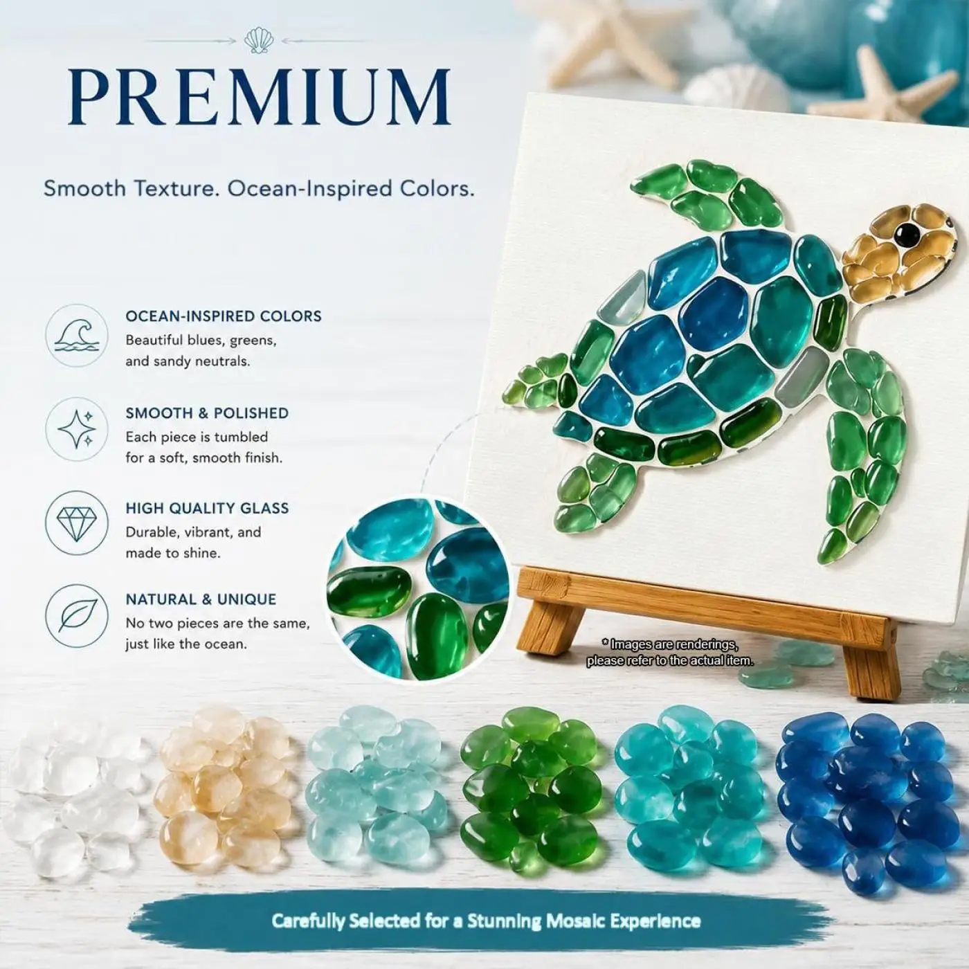 DIY Marine Art Kit Glass Pieces Ocean DIY Sea Glass Art Kit Sea Creature Home Table Decor Animal Shaped Crushed Glass Art