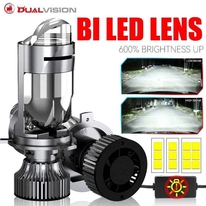 

H4 Bi LED Мини-проектор с линзами Автомобильные фары Canbus Светодиодные фары Мотоциклетные турболампы Canbus Plug&Play Двойной дальний ближний свет 12 В 24 В