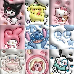 62Pcs 3D Avatar Sanrio Sticker Cartoon Cute Anime  DIY Stickers Kuromi My Melody Laptop Fridge Phone Luggage Sticker Kids Toy