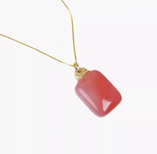 

New Fashion 1 PCE Natural powder agate inlaid pendant pendant, sweet and stylish women's necklace