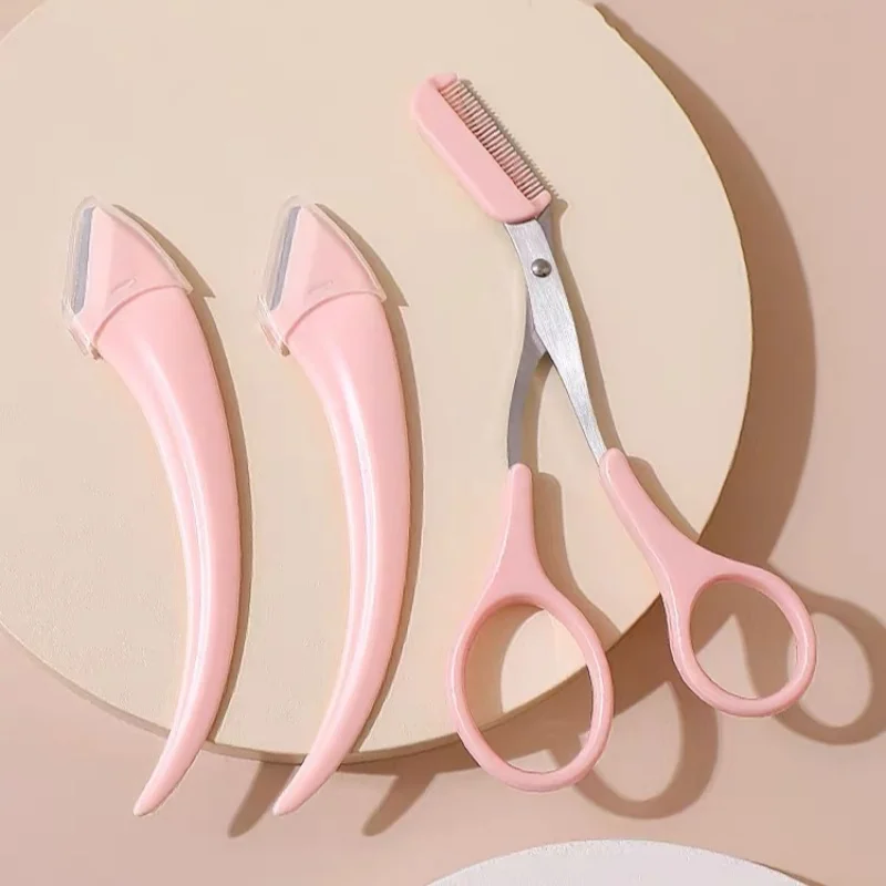 Eyebrow Trimming Knife Eyebrow Face Razor Eyebrow Scissors Brow Comb Trimmer Scraper Women Professional Beauty Makeup Tools