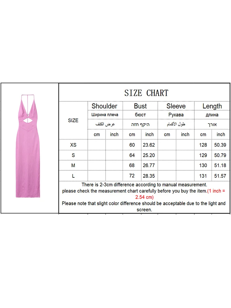 TRAF 2024 Summer Ladies Split Hem Slim Evening Long Dress Elegant Female Halter Collar Hollow Out Backless Sleeveless Sexy Dress