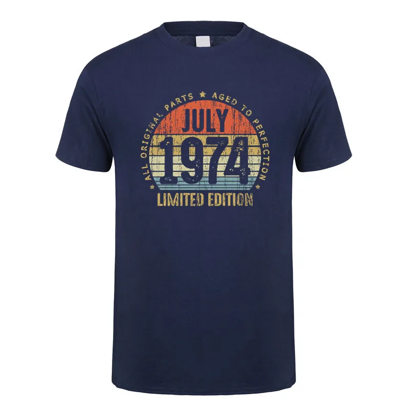 Made In April June 1974 T Shirt Short Sleeve Born in March October November Every Month of 1974 Tops Birthday Gift Tee SD-004