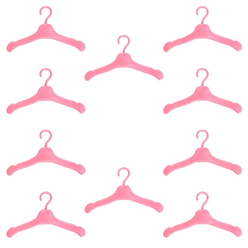 NK 10 Pcs Fashion Furnishings Clothes Coat Sorting Pink Hanger Toys Plastic For 1/6 Doll Accessories Girl Gift Children Toy