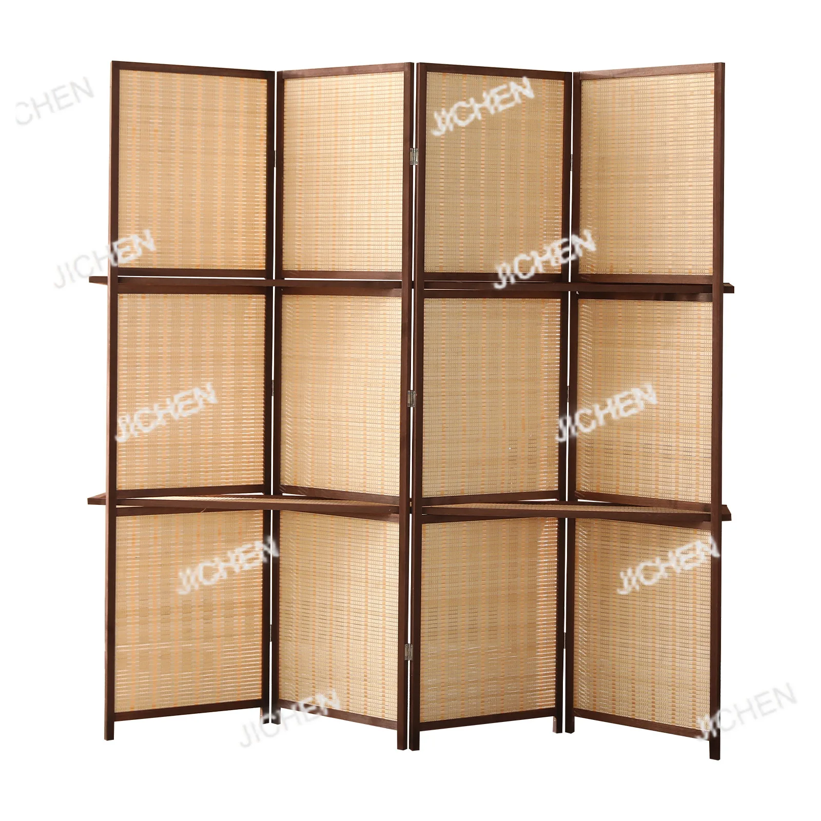 شاشة تخزين مخصصة للبيع بالجملة من خشب الصنوبر والخيزران وشاشة قابلة للطي قابلة للإزالة للمكتب المنزلي والفنادق