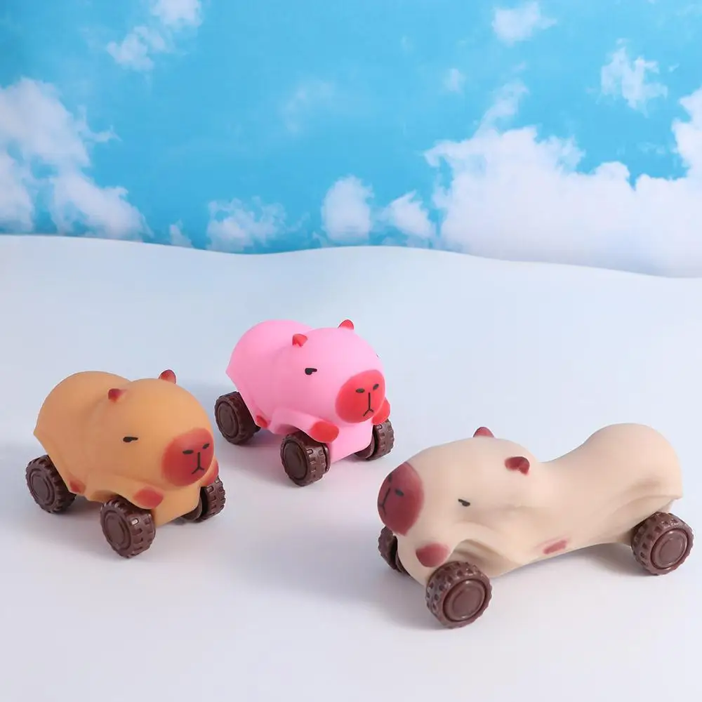 Funny Stretchable Car Capybara Squeeze Toy High Elasticity Elongate Capybara Fidget Toy with Wheel Soft Cute Pinch Toy Children