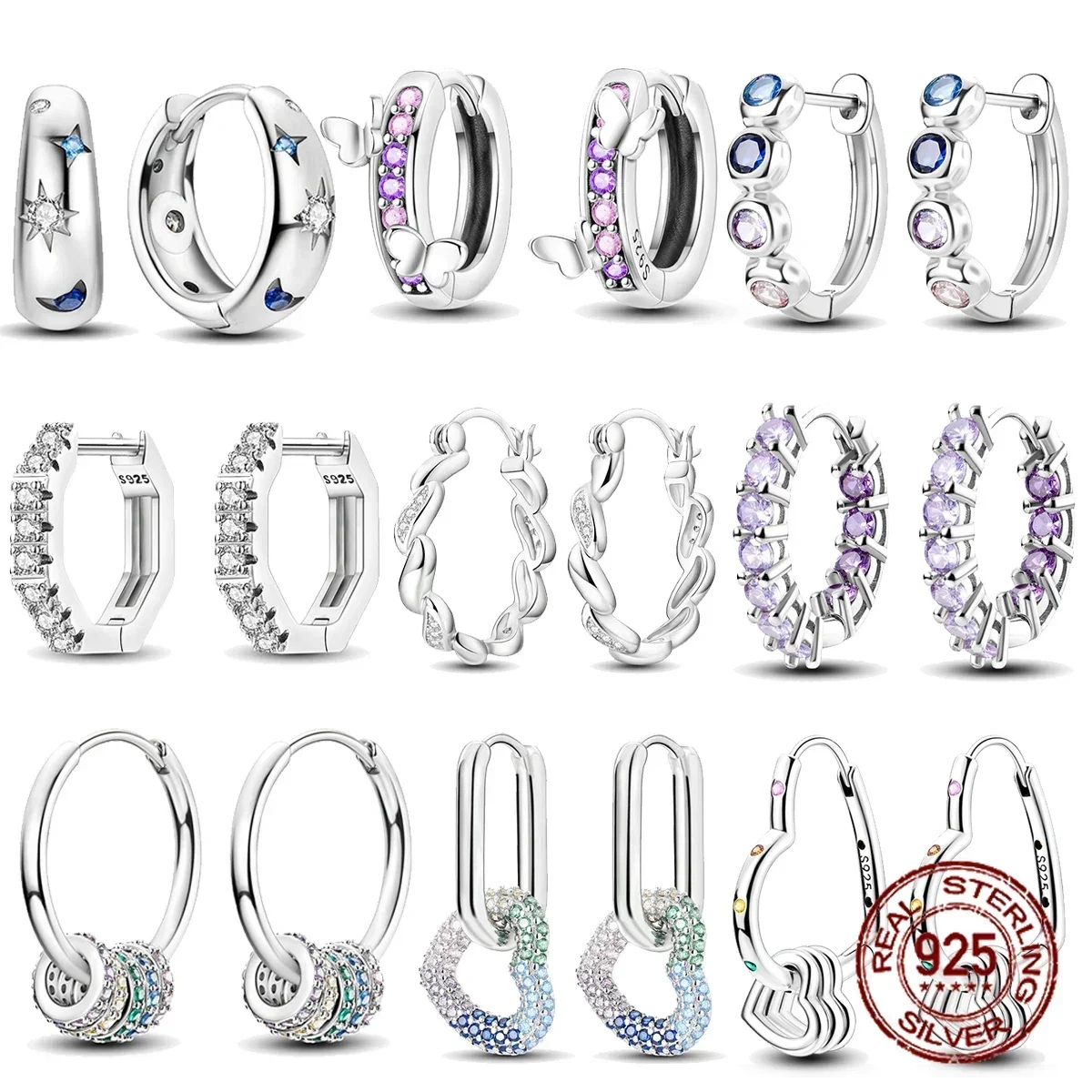 925 فضة قلادة أقراط للنساء ، تألق مكعب الزركون ، نجمة والقمر ، هدايا مجوهرات فاخرة ، الذكرى الزفاف