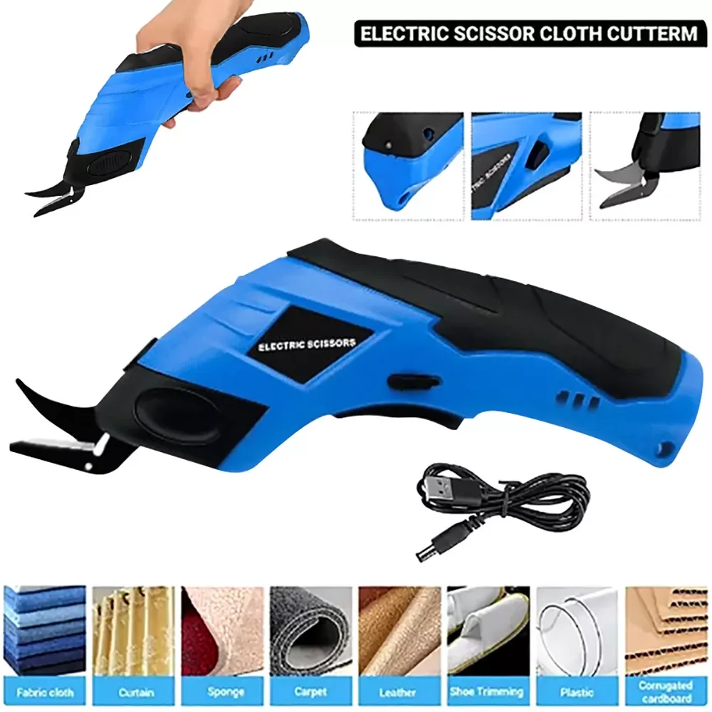 Portable Electric Scissors Handheld Cloth Fabric Leather Cutting Machine Rechargeable Sewing Cutting Knife Household Power Tool