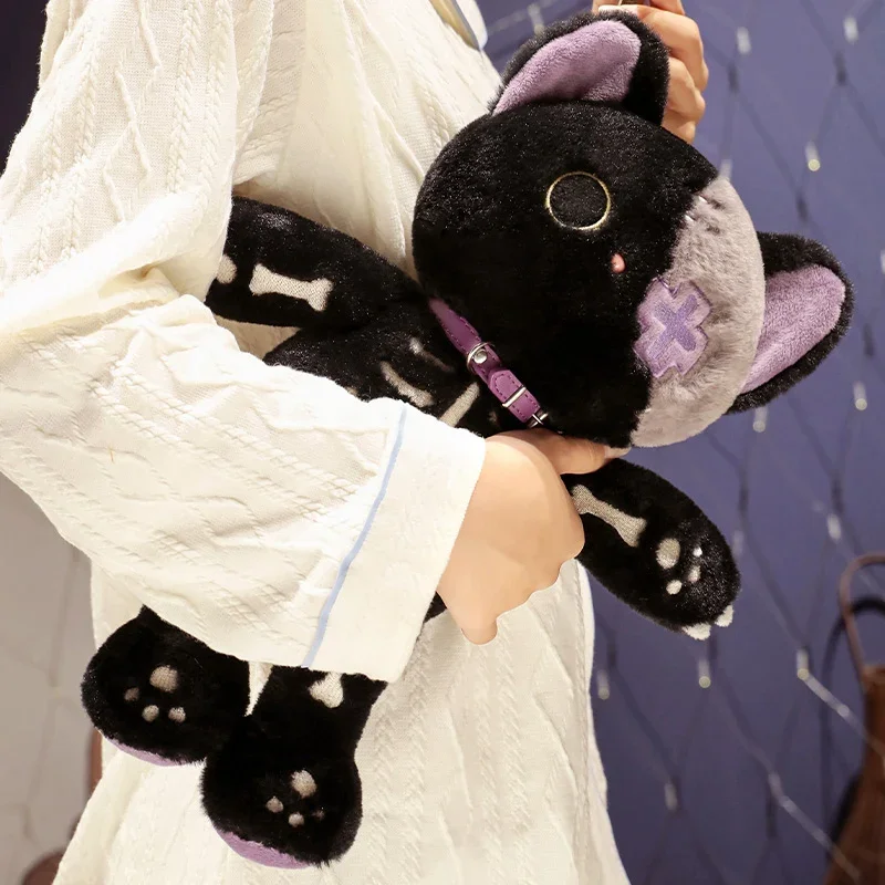 

Dark Serie Cute Black White Devil Skeleton Cat Plush Toy Creative Stuffed Animal Gothic Skull Fluffly Kitten Kids Halloween Gift