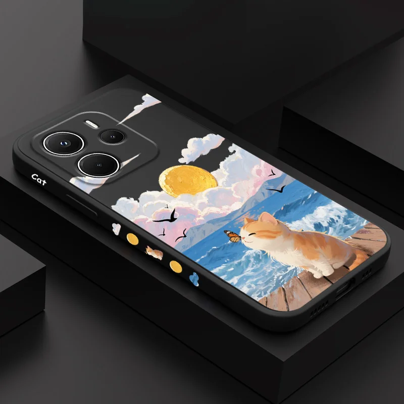 

Rainbow Cat Phone Case For Xiaomi Redmi Note 14 13 12 12S 11 11S 10 10S 15 15C 14C Pro Plus 4G 5G Liquid Silicone Cover