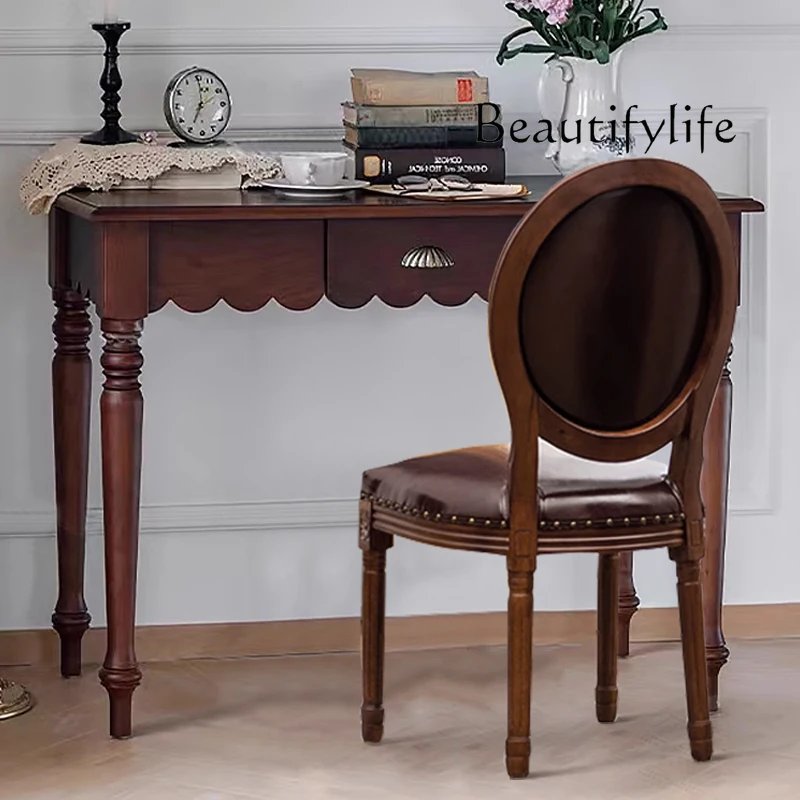American all solid wood desk simple bedroom French writing desk study computer table bedside study