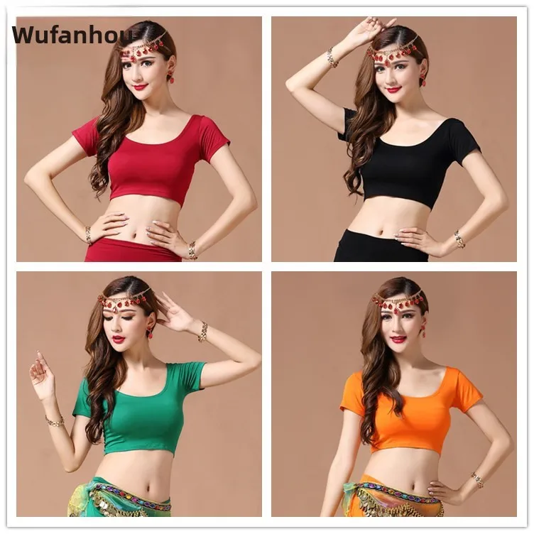 

Танцевальный топ Modale для женщин, с коротким рукавом, для танцев живота, йоги, фитнеса, новинка 2023 года, костюм для занятий танцами