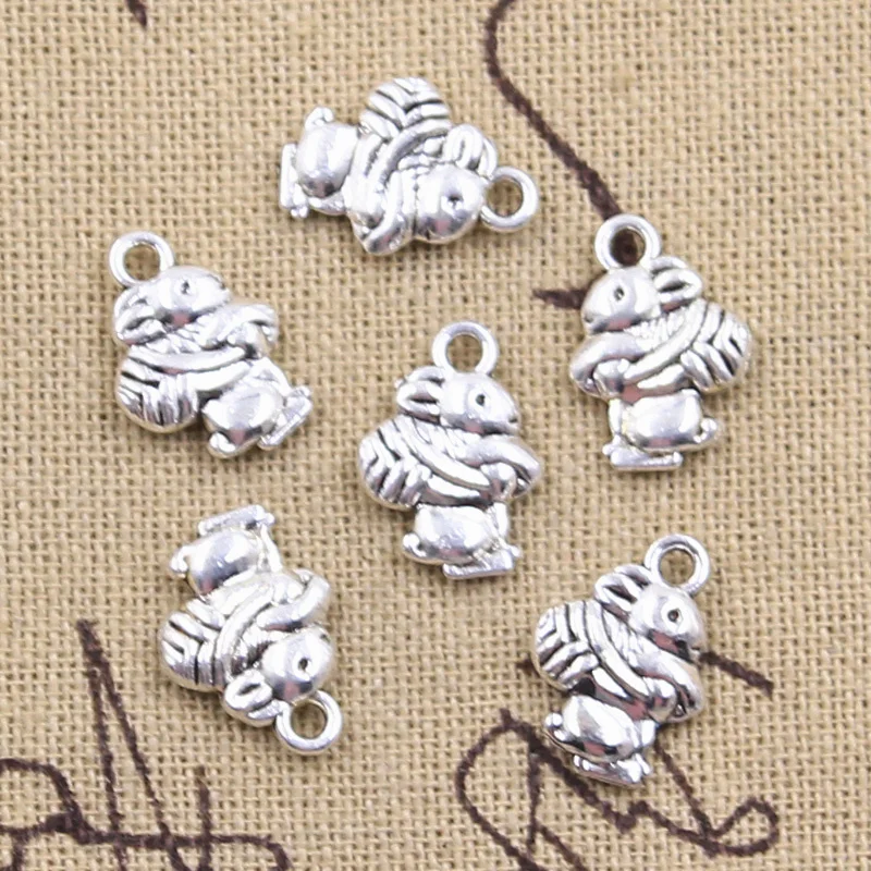 20pcs Charms Rabbit Holding Carrot 15x11mm Antique Silver Color Pendants Making DIY Handmade Tibetan Finding Jewelry