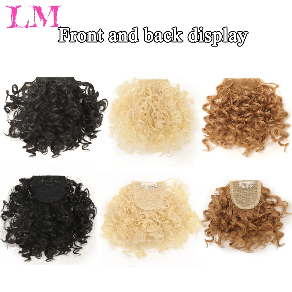 LM Afro Kinky Curly Bang For Black White Woman Fake Fringe Clips In Bangs Wig Hair Natural Black Synthetic Hair Accessories