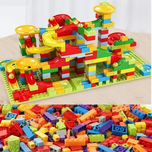 514pcs Marble Race Run Block Small Size Building Blocks Maze Ball Funnel Slide Blocks DIY Creative Bricks Assemble Toys Gift