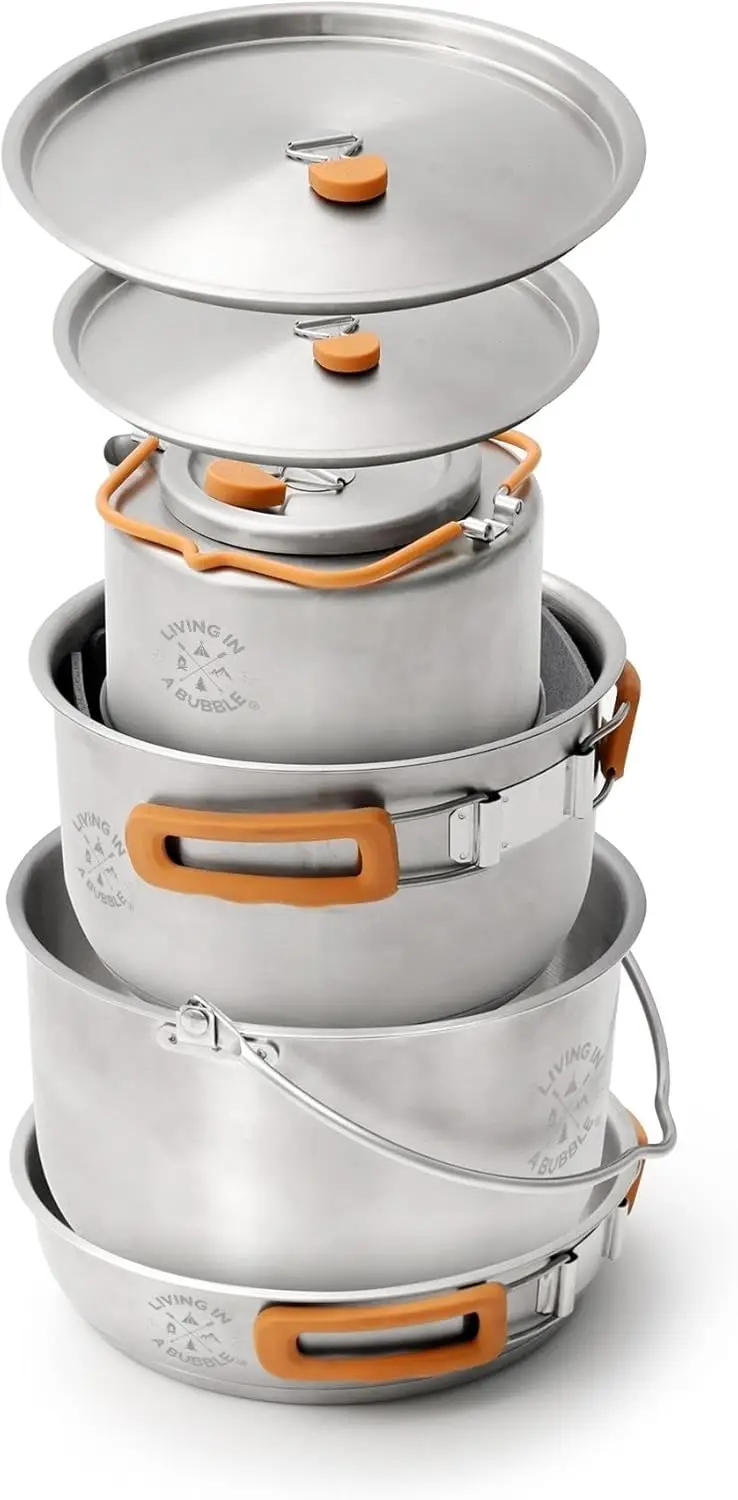 

Premium Quality Cooking Set - Chef-Grade Stainless Steel – Compact Outdoor Cookware for Camping, Van Life, & Tiny Kitchens