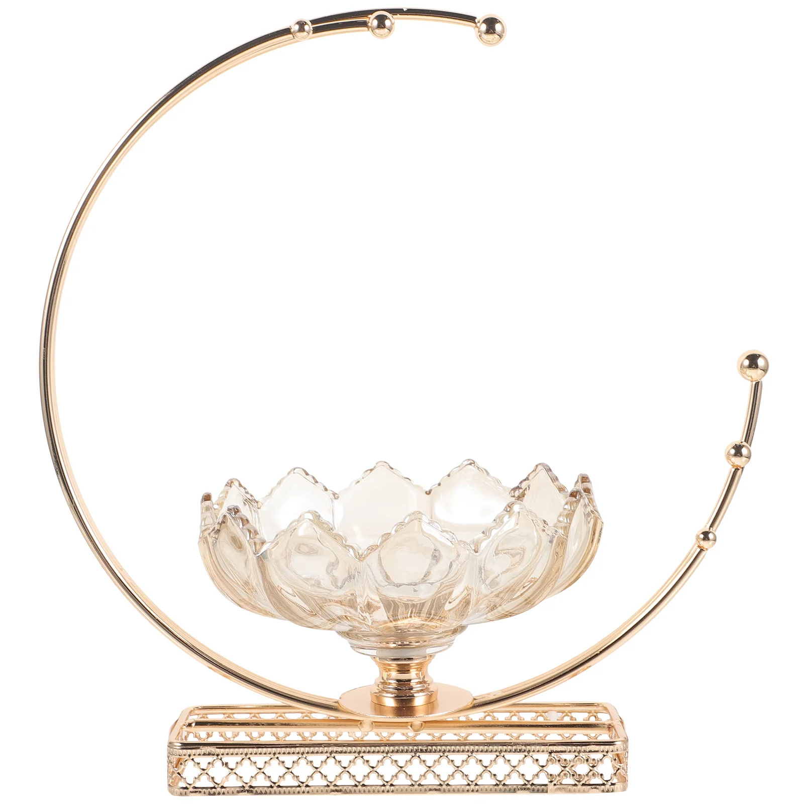 

Luxury Glass Fruit Tray Metal Moon Serving Plate Smooth Surface Fine Texture Multipurpose Use Home Decor Party Wedding Birthday