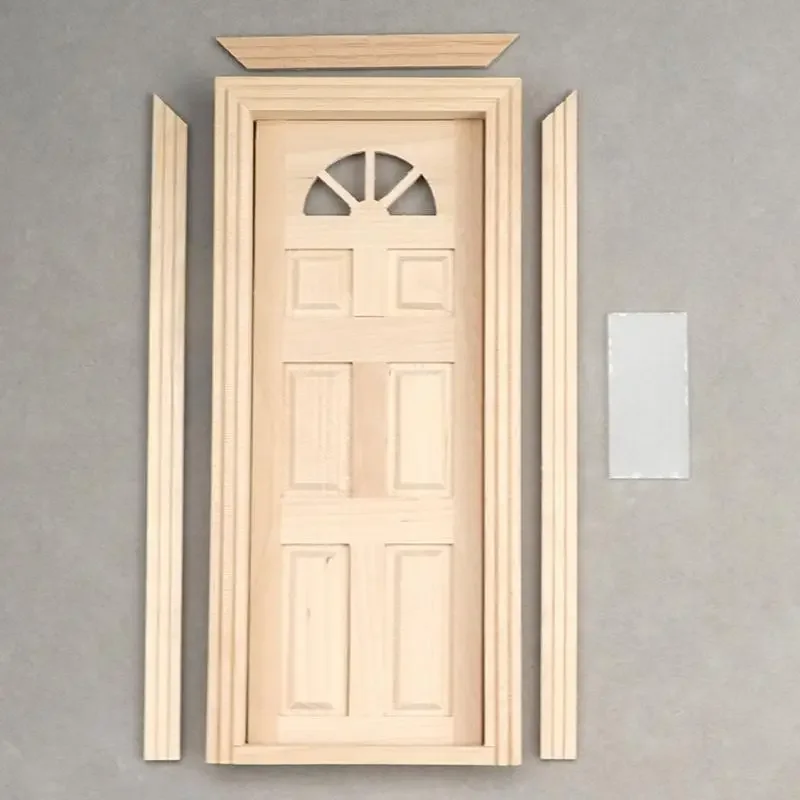 1/12 Nhà Búp Bê Cảnh Phụ Kiện Bằng Gỗ Không Sơn Cửa Hình Vòm Cửa Sổ Mặt Trời Và 6 Bảng Điều Khiển Lớn Lên Thiết Kế Khắc 15UB