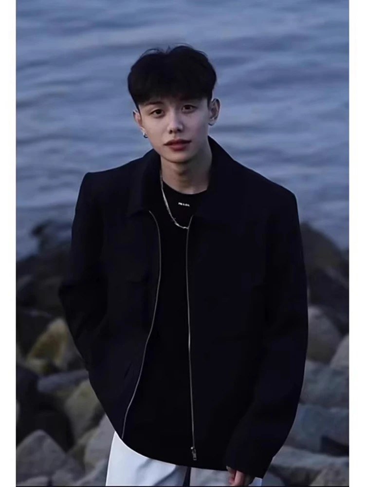 

Мужская куртка Cleanfit с подкладкой на плечах, весенне-осенняя, в американском ретро-стиле, на молнии, с высококачественным коротким воротником, молодежная, трендовая, из полиэстера.