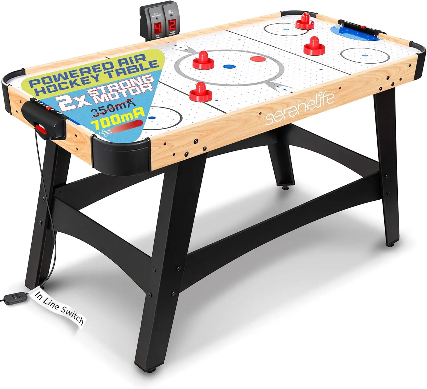 

58" Air Hockey Game Table with 2X Stronger Motor, Digital LED Scoreboard, Puck Dispenser & Complete Accessories