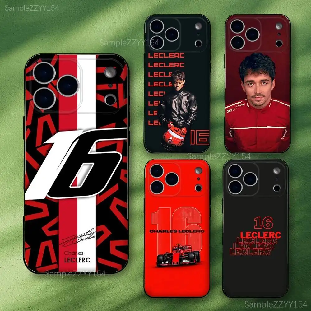 

C-Charles L-Leclerc 16 F1 Phone Case For iPhone 17,16,15,14,13,12,Pro,Max,Plus,E,SE4,Air,Mini Black Soft Funda