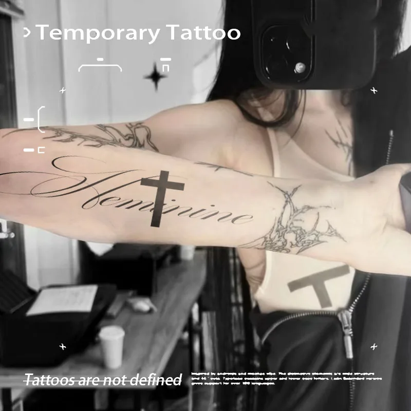 ملصقات وشم عصير عشبي متقاطع أمريكي مثير للرجال والنساء بأذرع مقاومة للماء وشم متين على الطراز الأوروبي الأمريكي