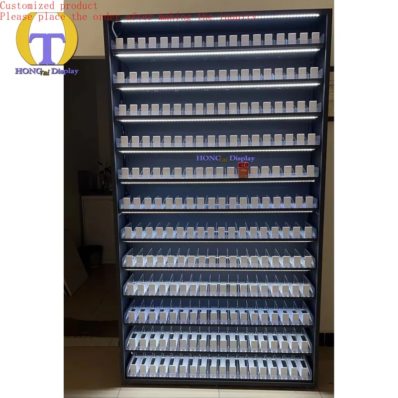 

Custom.High-Capacity Big Freestanding Durable Sets More Shelves With Pusher Tobacco Cabinet for Smoke Shop Store
