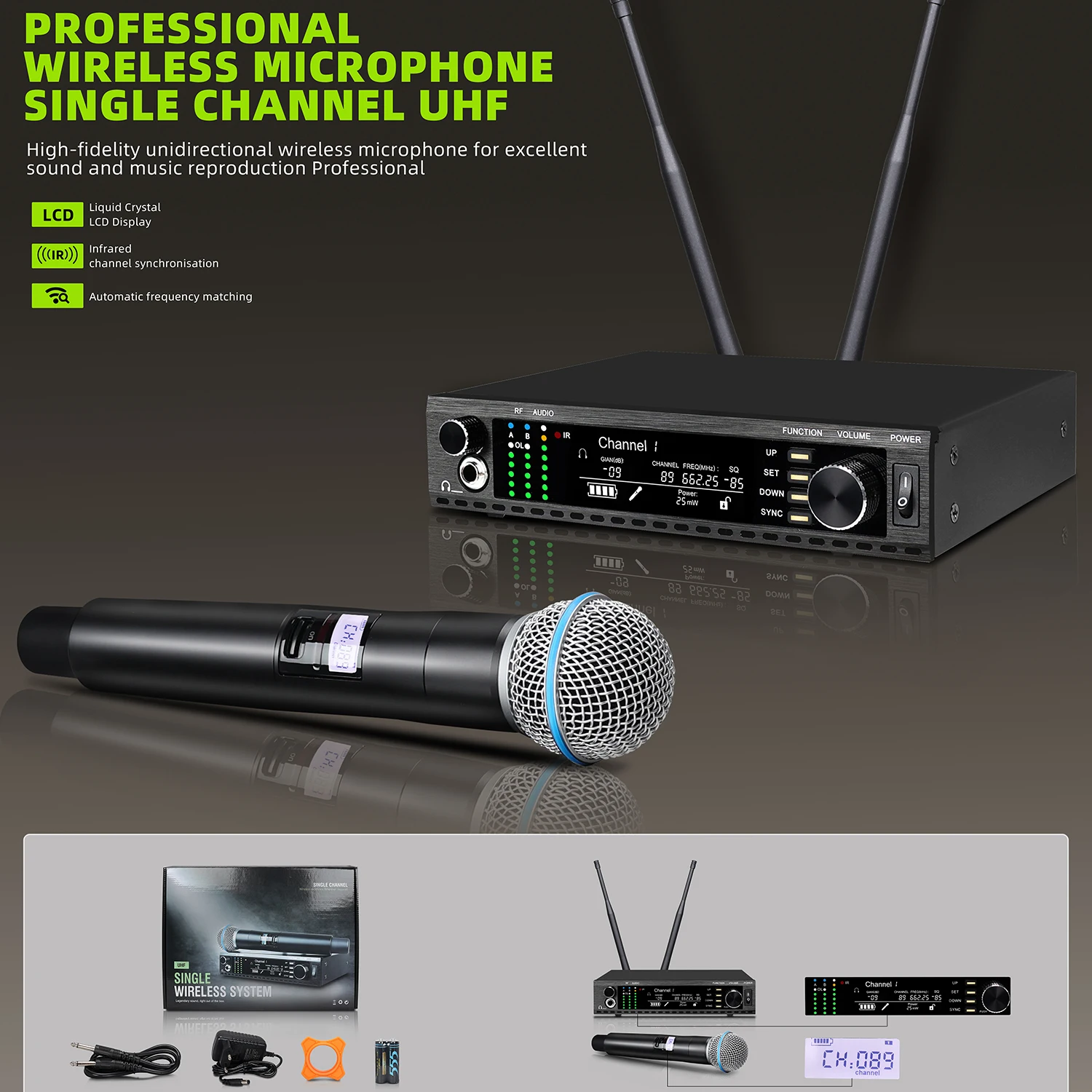 Leicozic AD4D-S Single Channel Wireless Microphone For Stage Performance 500/600/900Mhz Digital Radio System Beta58 KSM8 KSM11