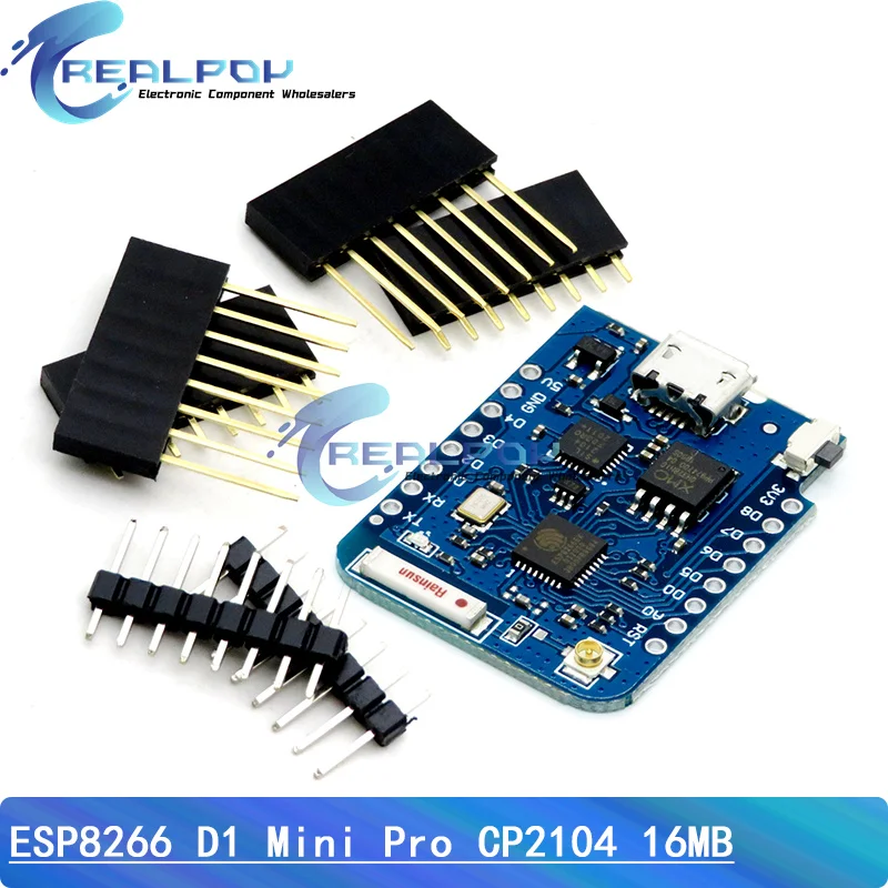 WEMOS D1 Mini Pro 4M 16M Bytes Externer Antennenanschluss NodeMCU-basierter ESP8266 CP2104 CH9102 WIFI-Entwicklungsboard + Antenne