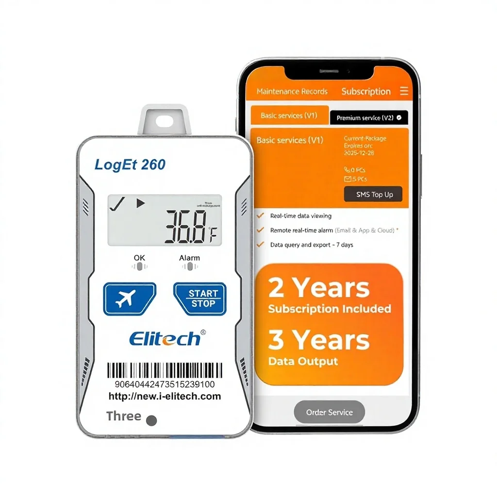 Elitech GPS Cellular Digital Display Temperature Humidity mo ni tor Remote Alerts 2-Year Subscription for Vacation Home/RV Pet