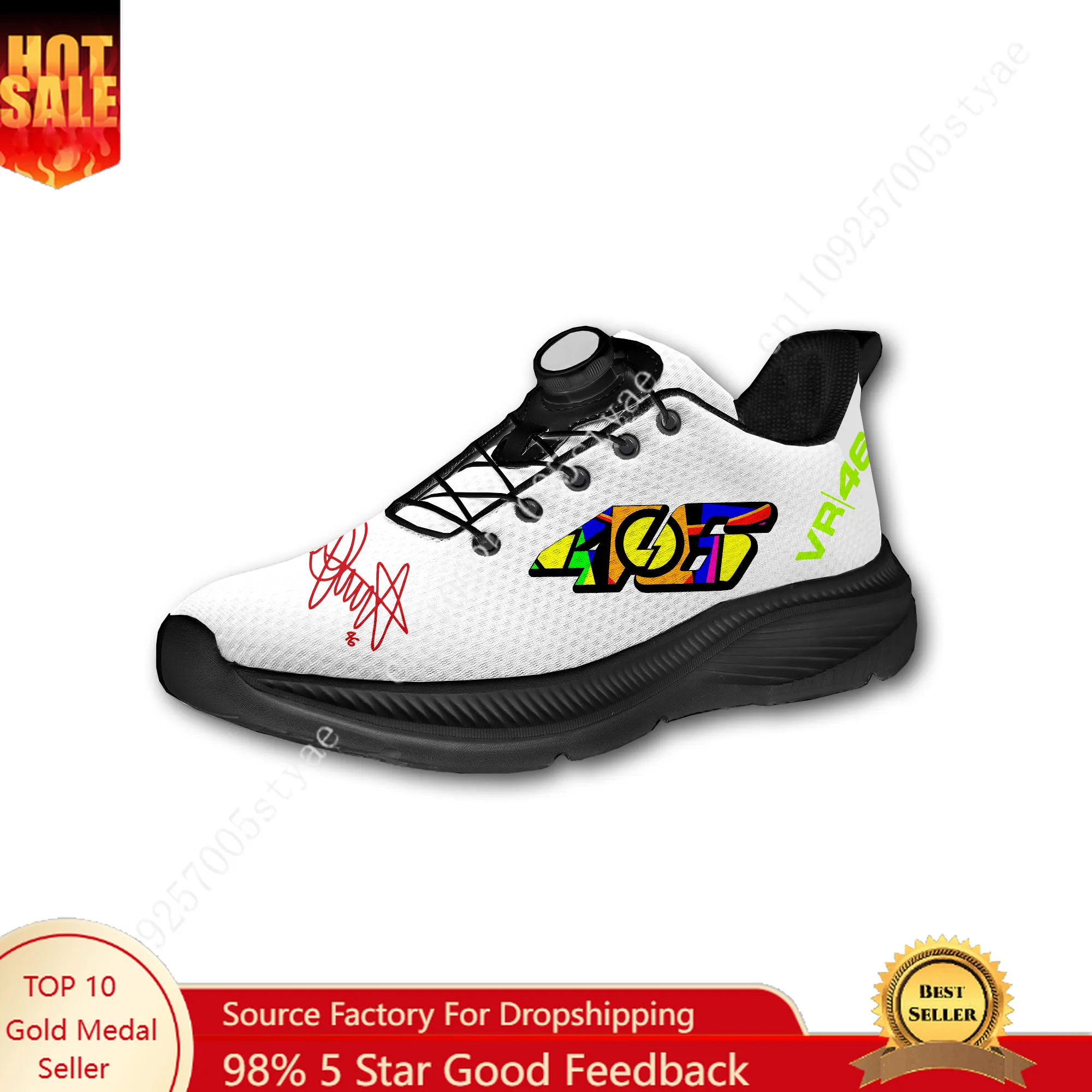 

I-Italian Racer Rossi Custom Walking Shoes Men Woman VR46 Rotating Button Without Laces Design Logo Lightweight Sneakers Unisex