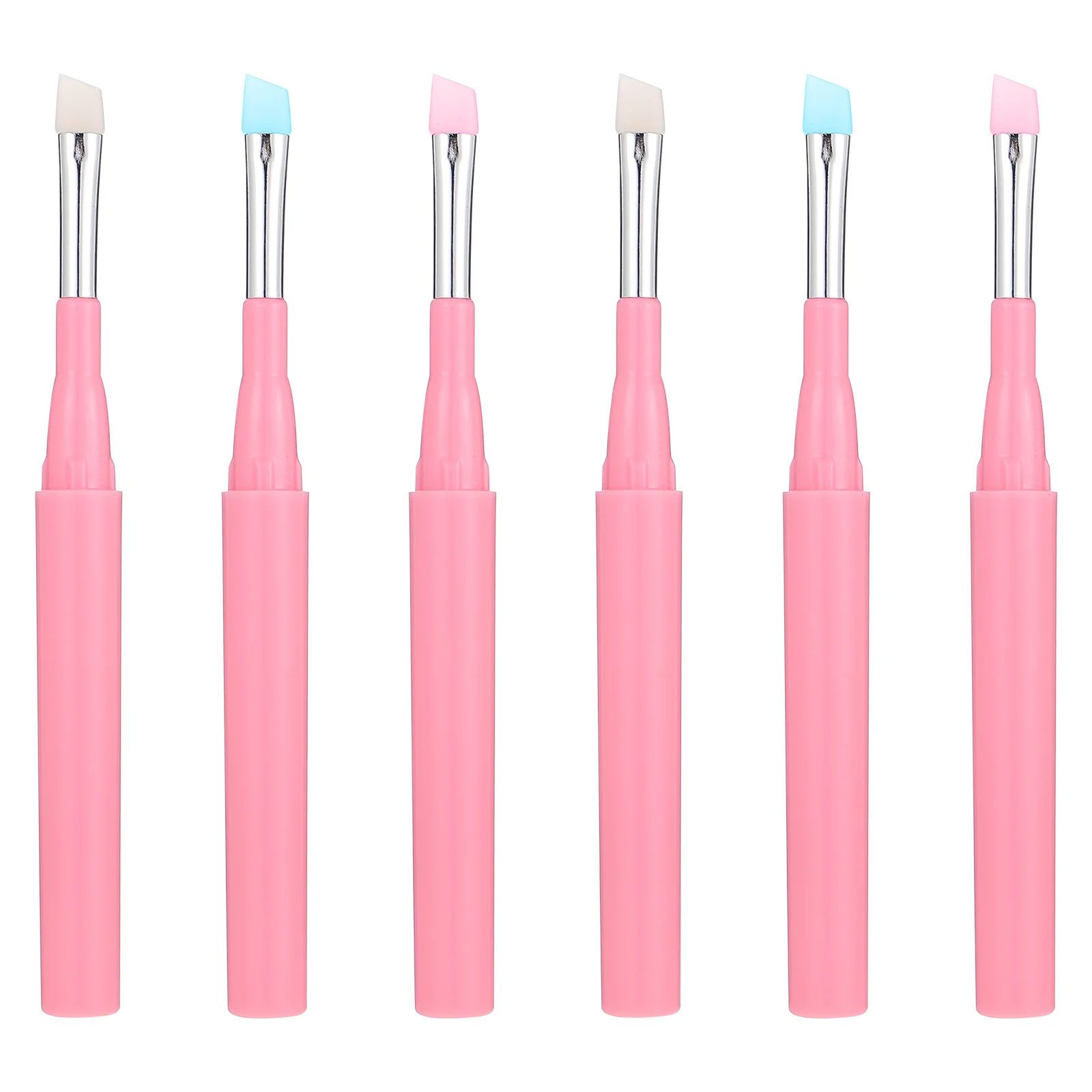 6 szt. Pędzli do brwi Przenośne silikonowe narzędzia do makijażu do aplikacji błyszczyka, konturówki, pudru Wielofunkcyjne akcesoria dla początkujących