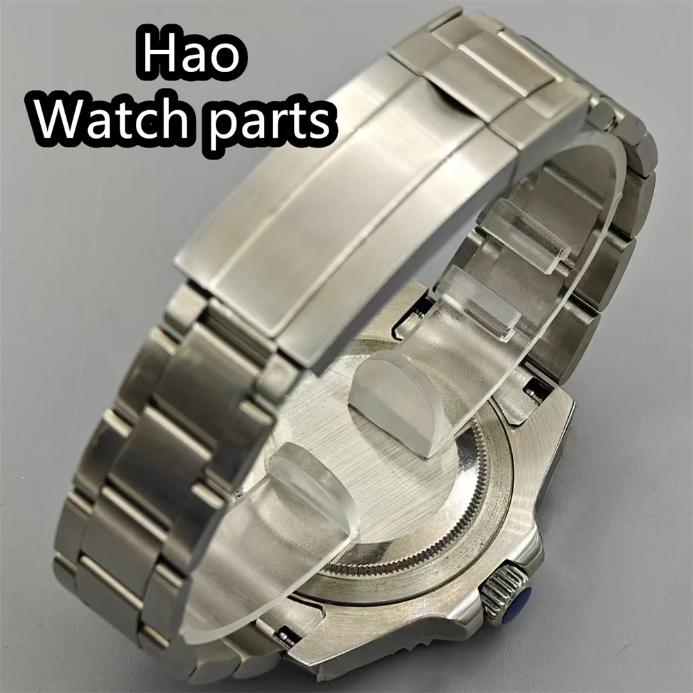 BLIGER 40mm NH34 GMT Mechanical Men's Watch Green Black Blue Dial C3 Green Luminous Sapphire Glass Stainless Steel Bracelet