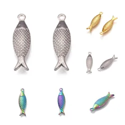 10pcs Cute Fish Charms 304 Stainless Steel Pendant for Drop Earrings Necklace DIY Bracelet Jewelry Making Accessories 21x6x2.5mm