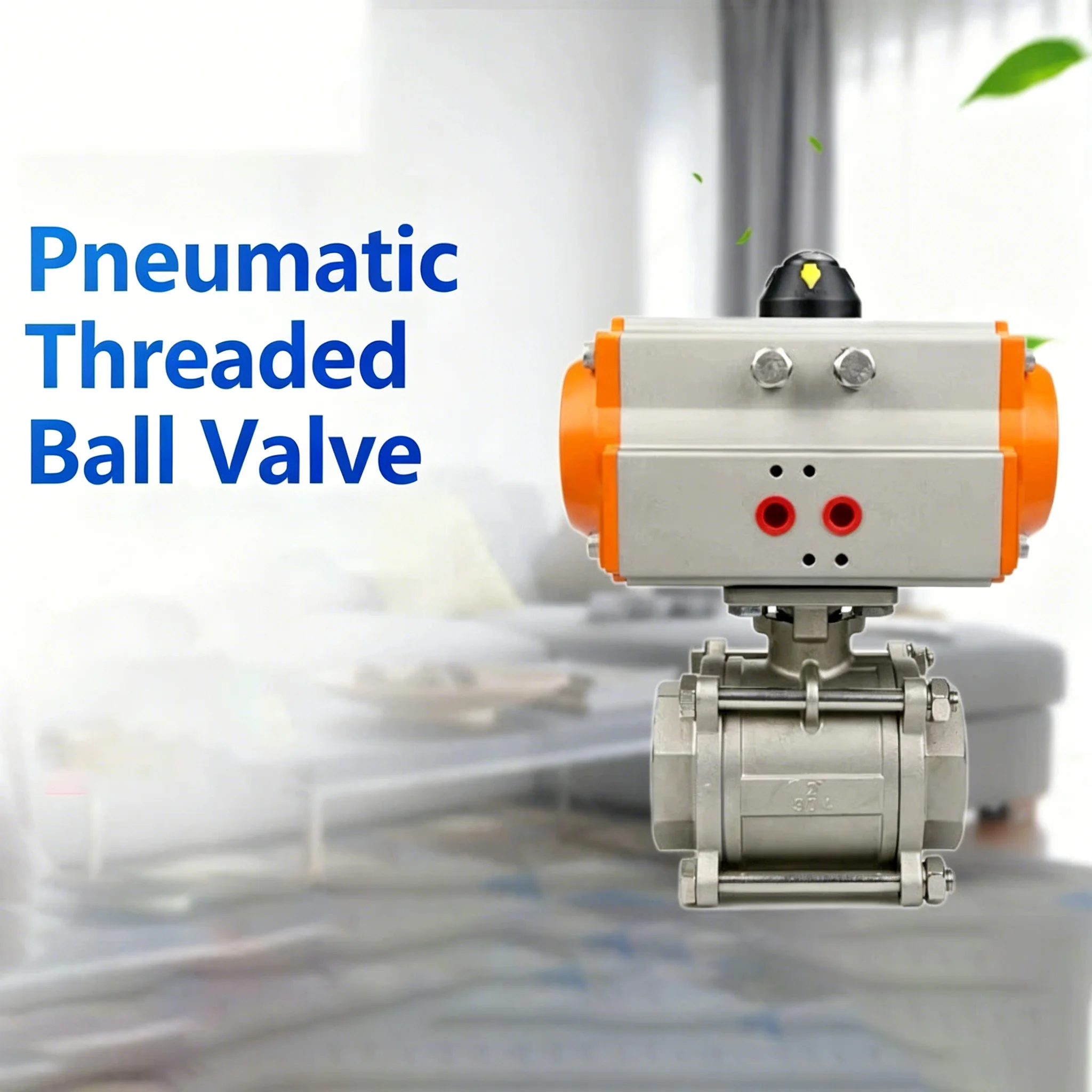 Three Piece Pneumatic Ball Valve With High Platform 304 Double Acting Cylinder DN8 DN10 DN15 DN20 DN25 DN32 DN40 DN50