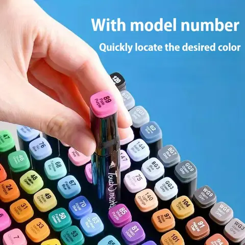 36/80 रंग मार्कर सेट, शीघ्र सूखने वाले मार्कर, दोहरे सिरे वाले, छात्र और वयस्क चित्रों के लिए उपयुक्त 10 best sales फाइब्रोन्स - №5