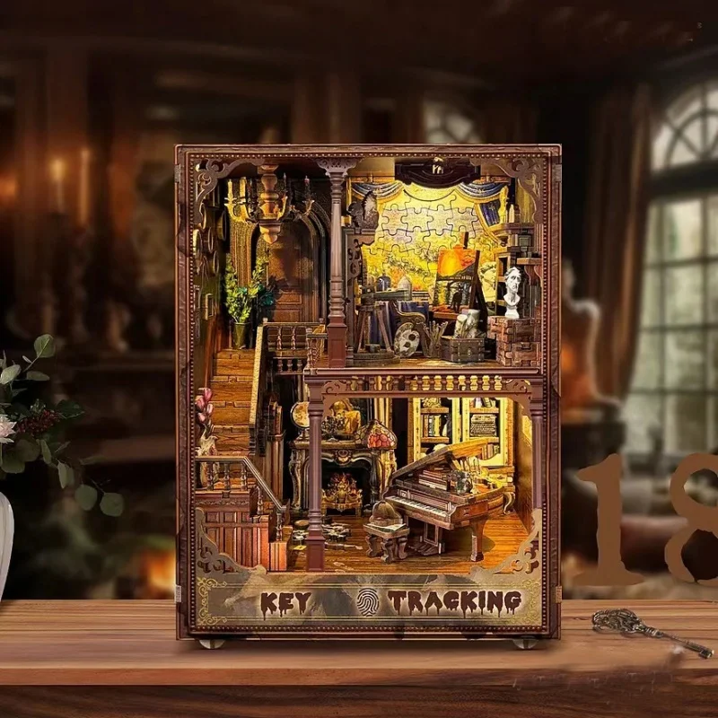 OUZEY Antique Marionette Stage DIY، غلاف خشبي ثلاثي الأبعاد مع مفتاح مخفي، نموذج غامض للمراهقين #4