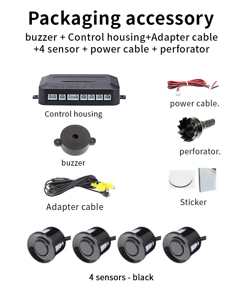 Rückfahrsensor-System mit 4 Wasserdichten Sensoren 22mm AHD/CVBS-Kompatible Anzeige Auto-Sicherheitsradar für Fahrzeuge, LKWs, Vans, Wohnmobile – Detail 15