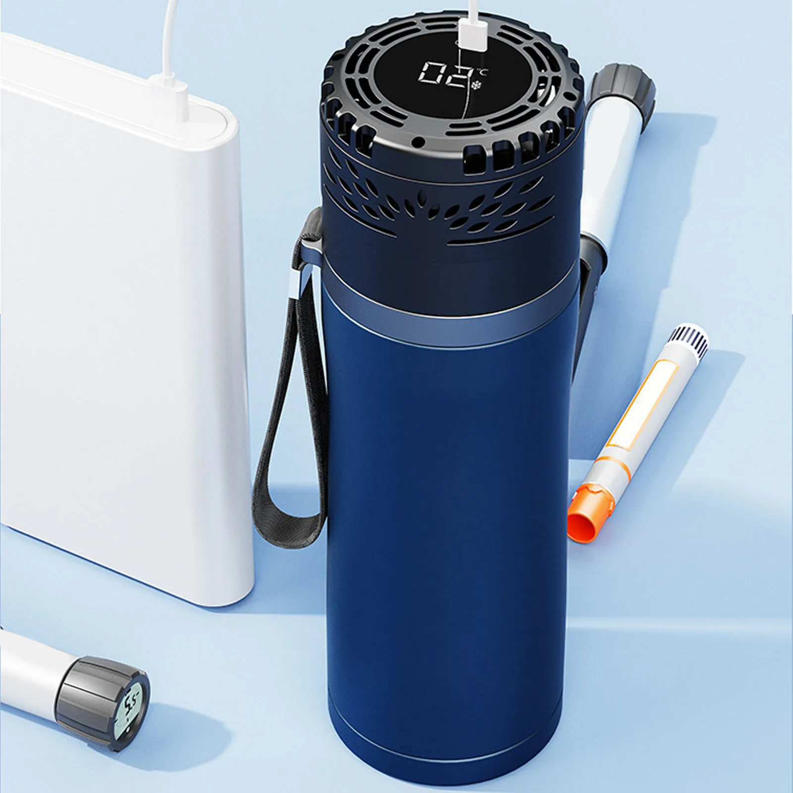 Insulin Pen Cooler Travel Case 900ml 304 Stainless Steel Portable Diabetic Medicine Cooler Bottle Box for Home Car