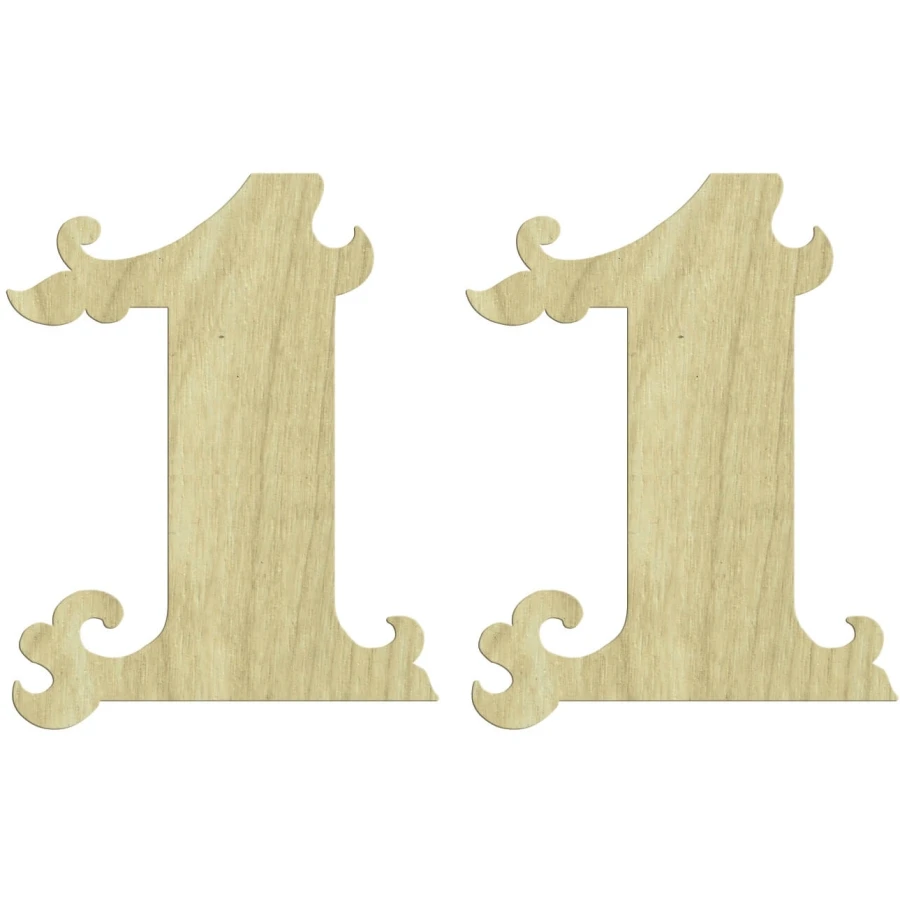 KD208 1 Numeral 2li Set Wooden Package Ornament, Unpainted Wooden Ornament