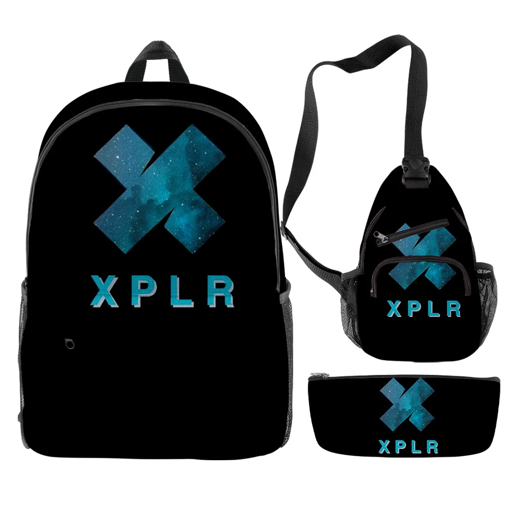 Classic Fashion Sam and colby XPLR 3D Print 3pcs/Set pupil School Bags Trendy Travel Laptop Backpack Chest Bag Pencil Case