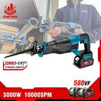 ONEVAN 3000W Cordless Reciprocating Saw Electric Saber Saw for Metal Wood Pipe Cutting with 4 Blades Kit For Makita 18v Battery