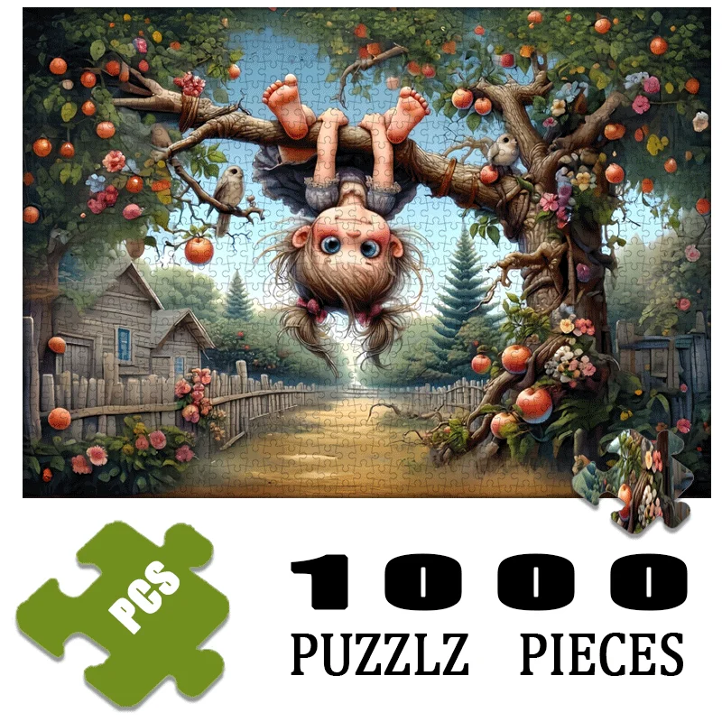 

Причудливая сцена страны, головоломка для перевернутой девушки - 1000 шт. большая игрушка-головоломка для взрослых, интерактивная семейная игра и домашний декор своими руками